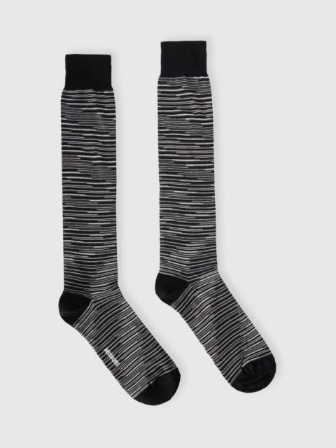 Long flame-patterned cotton-blend socks