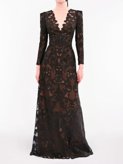 NOCTURNES LONG SLEEVE LACE GOWN