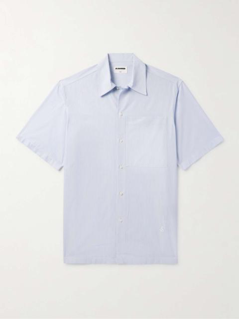 Oversized Logo-Embroidered Striped Cotton-Poplin Shirt