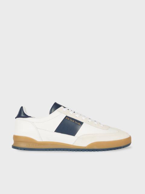 White and Navy 'Dover' Leather Panel Trainers