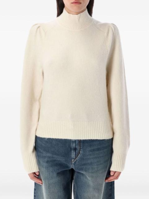 turtleneck puff-shoulder jumper