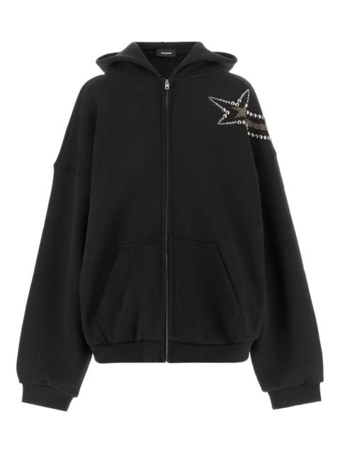 star-embellished zip-up hoodie