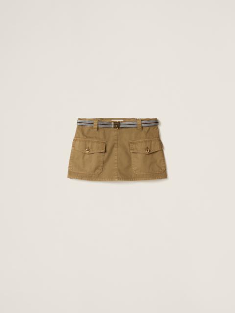 Garment-dyed cotton satin miniskirt