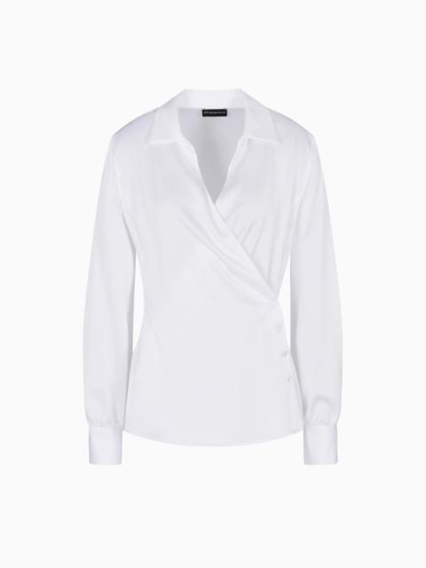 SATIN CRÊPE WRAP SHIRT