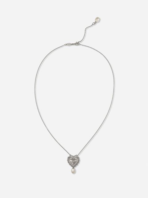 Devotion Necklace 18 carat white gold, diamonds and pearls