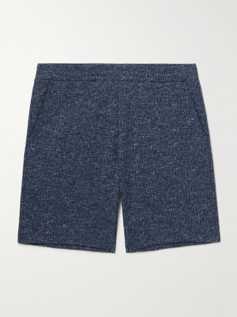Textured Cotton and Linen-Blend Shorts Blue