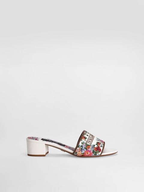 Nappa leather mules with embroidery