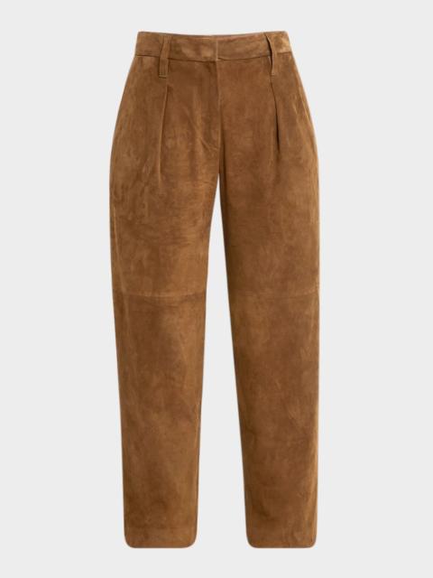 Cropped Suede Trousers