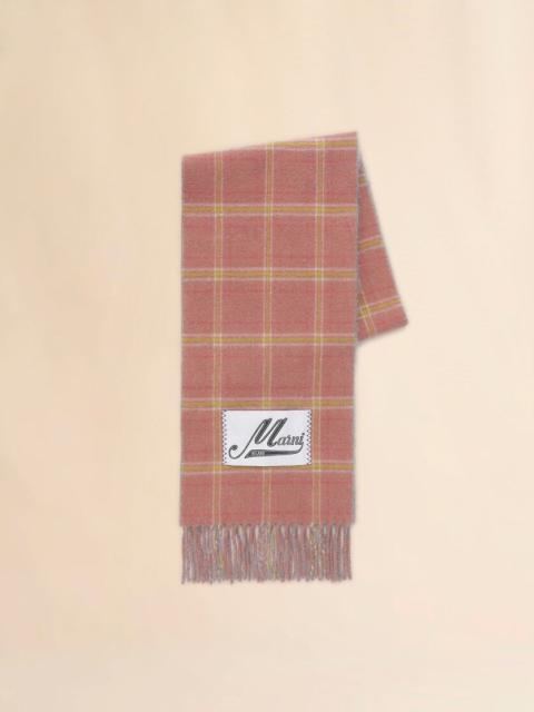 PINK WOOL-BLEND SCARF WITH CHECKED PATTERN