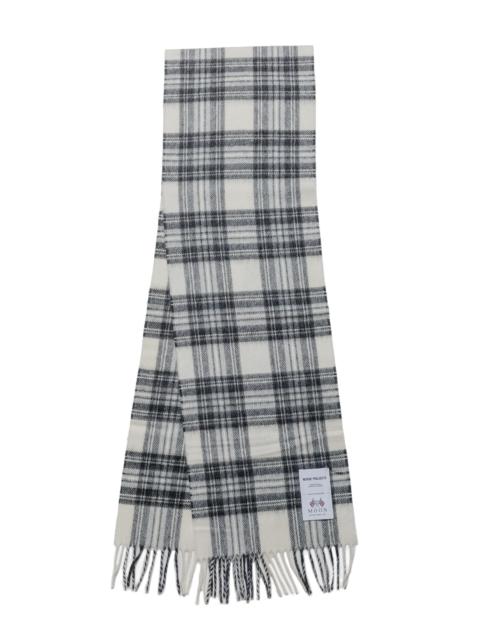 Moon Checked Lambswool Scarf Magnet Grey