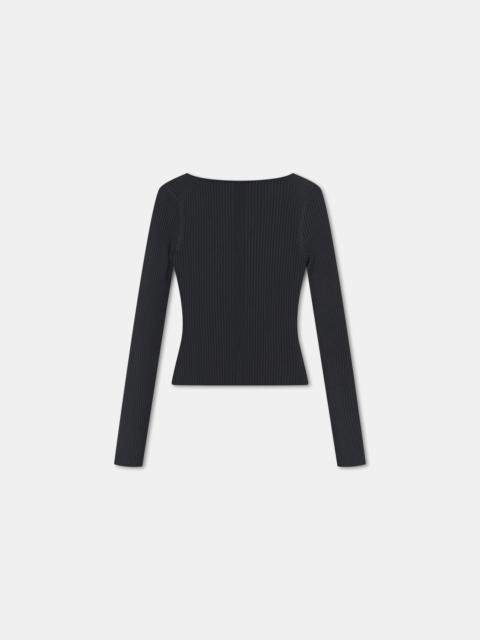 NILA
Cut-out back ribbed long-sleeved top