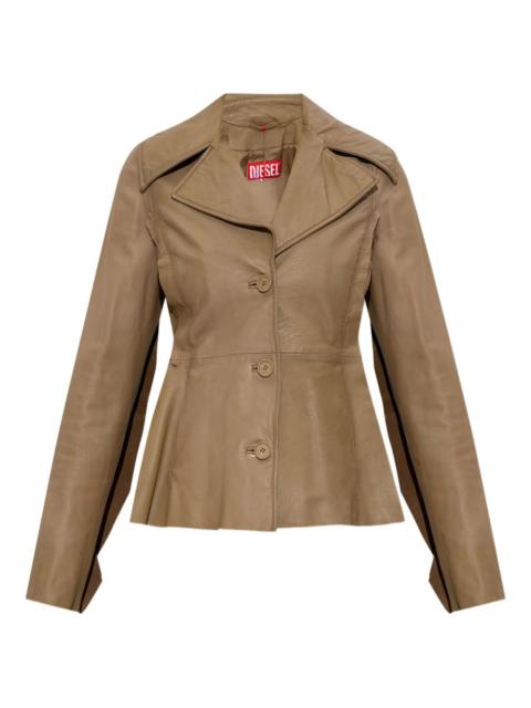 button-fastening flared leather jacket