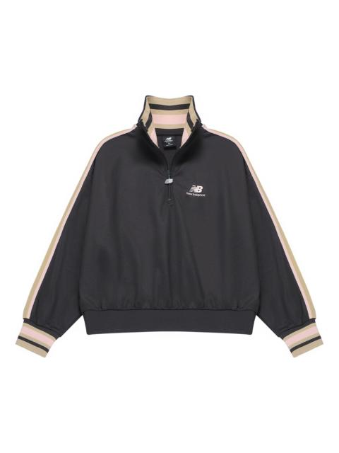 (WMNS) New Balance Half Zip Sweatshirt 'Black Beige' AWT23561-PHM