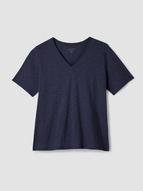 Organic Cotton Slubby Jersey V-Neck Tee
