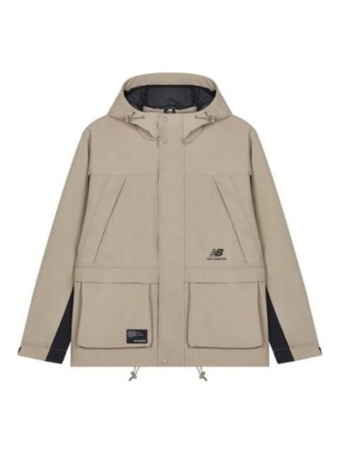 New Balance FW22 Hooded Windproof Jacket 'Beige Black' AMJ23320-DRI