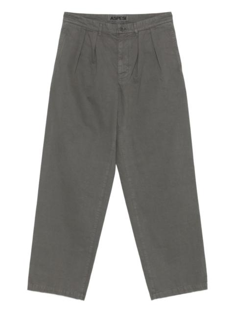 pleated cotton straight-leg trousers
