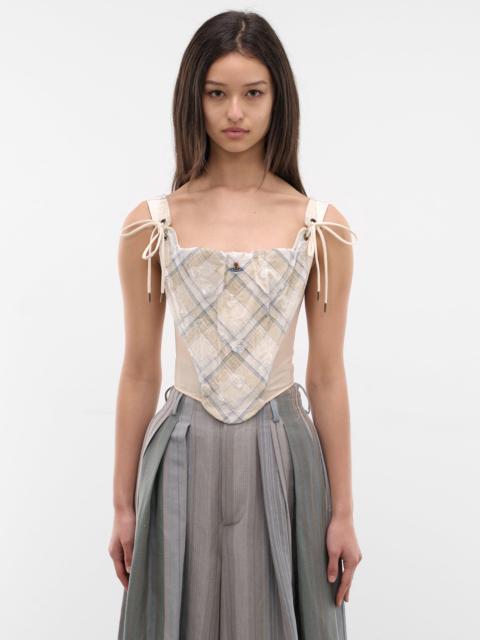 Ecru Linen Tartan Corset