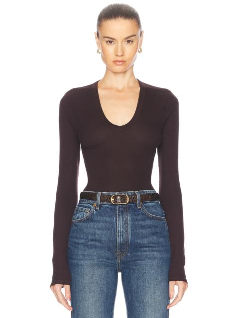 Rib Bold Long Sleeve U-Neck Top