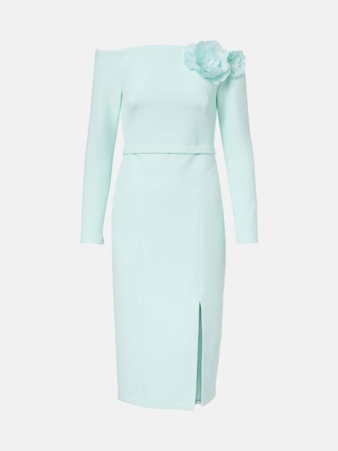 Jay floral-appliqué crêpe midi dress