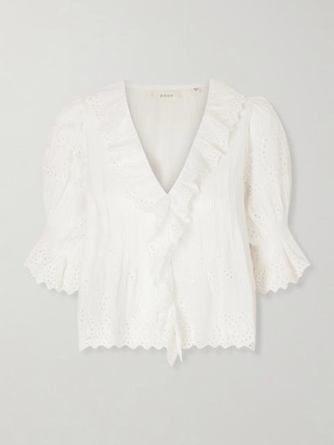 Henri Ruffled Pintucked Broderie Anglaise Cotton Top
