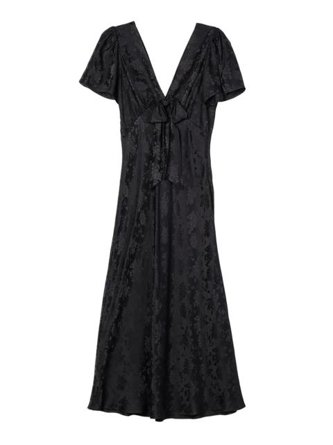 Brunello Silk Jacquard Midi Dress black