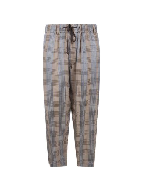 plaid drawstring trousers