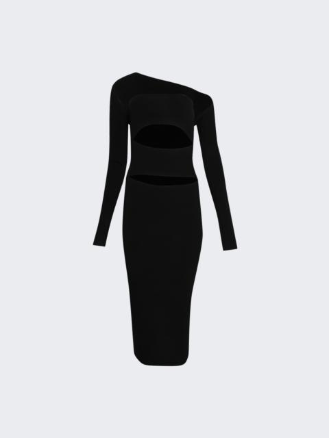 Slashed Knit Shrug Dress Black