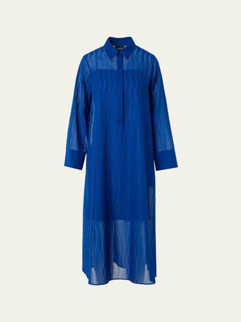 Wave Broderie Anglaise Cotton Voile Midi Shirtdress