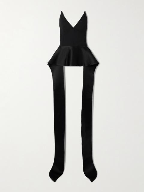 Frame Strapless Crepe And Draped Satin Peplum Top