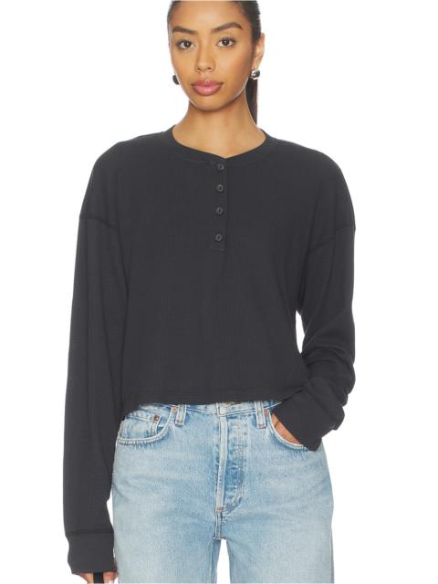 Boxy Waffle Henley Top