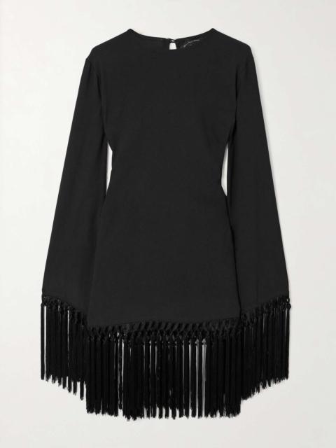 Claudia fringed crepe mini dress