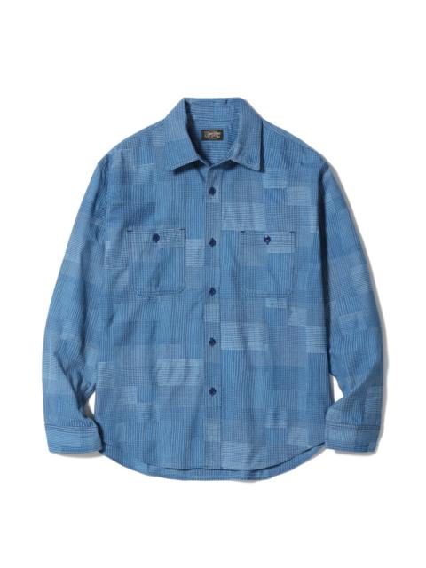 SC29588 Indigo Patchwork Work Shirt Blue