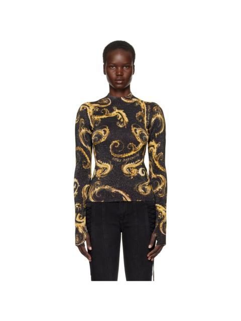 Black & Gold Chromo Couture Lurex Knit Sweater