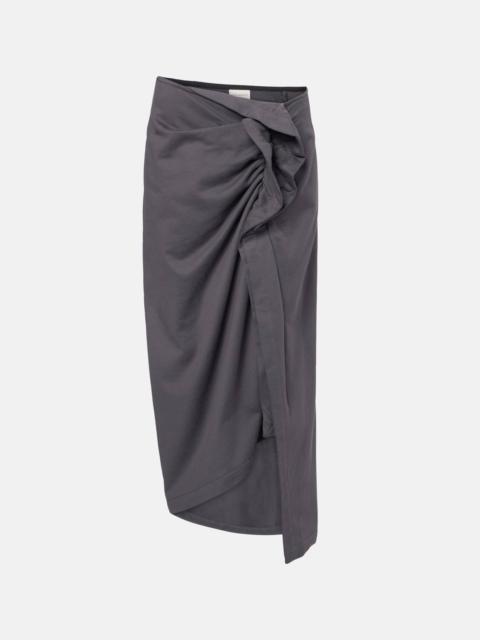 Ruffled cotton midi skirt