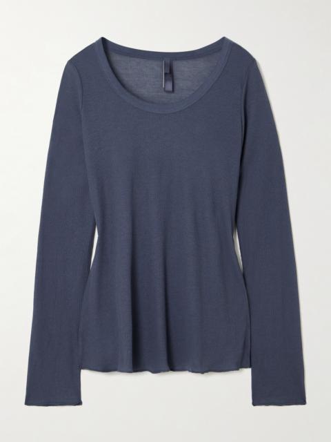 Sheer Rib Long Sleeve Crew Neck Top