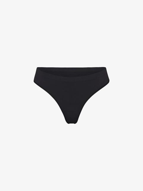 Smoothing mid-rise stretch-woven thong