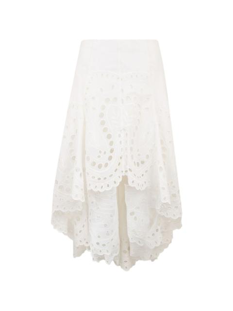 Finn eyelet asymmetric skirt
