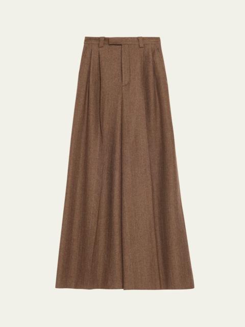 Timon Metallic Pinstriped Wide-Leg Wool-Cashmere Trousers