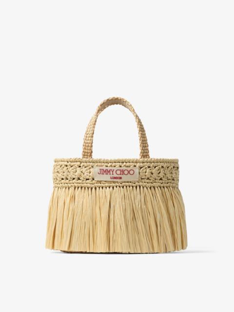 Beach Tote East-West Mini
Natural and Light Gold Woven Raffia Mini Beach Tote Bag with Fringes