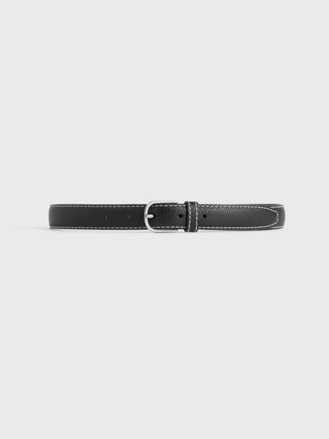 Slim grained-leather trouser belt black