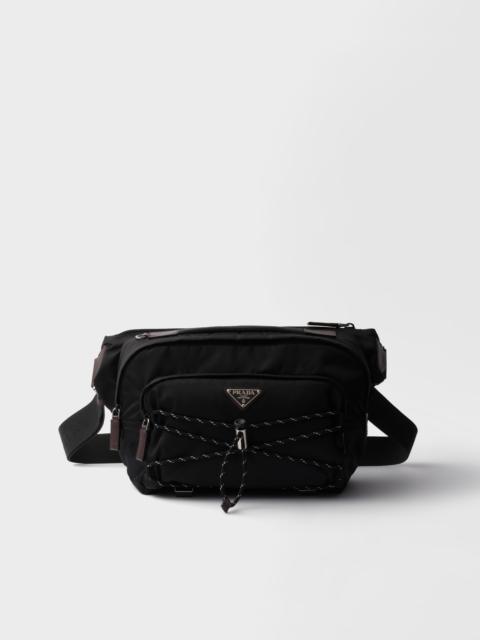 Re-Nylon and leather shoulder bag