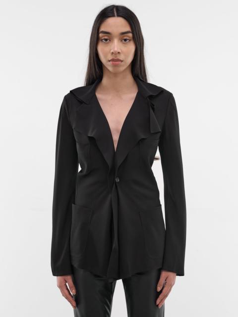 Black Draped Collar Tailored Jacket