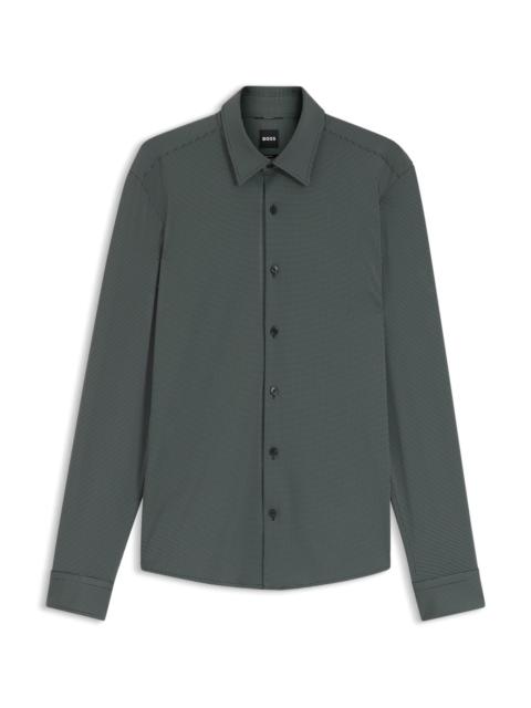 PATTERNED SLIM-FIT SHIRT IN PERFORMANCE-STRETCH JERSEY
