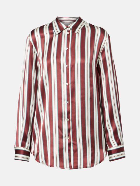 Striped silk satin pajama shirt