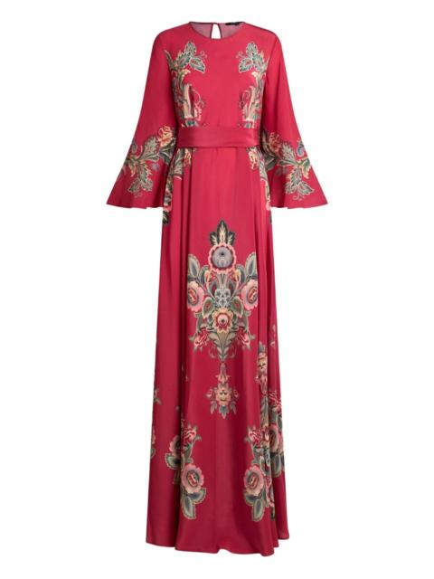 paisley-print belted maxi dress