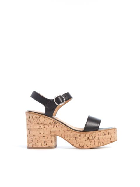 Sardis Platform Sandal in Black Nappa Leather