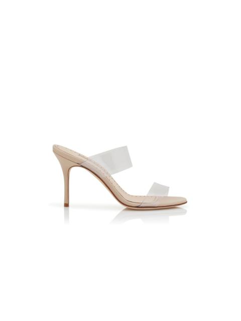 Light Beige PVC Open Toe Mules