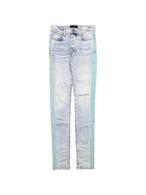 flocked-stripes straight-leg jeans