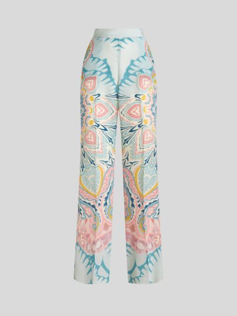 PRINTED SILK PALAZZO TROUSERS