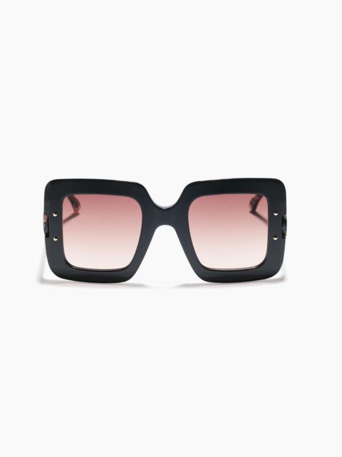 Square Frame Sunglasses with Contrast Temples